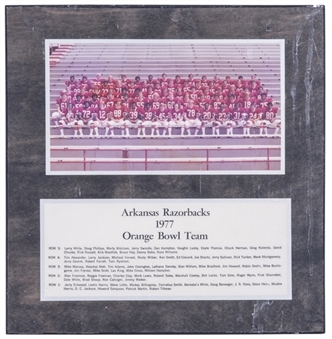 1977 Arkansas Razorback Orange Bowl Team Plaque (Holtz LOA)